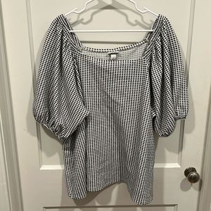 Checkered Square Neck Blouse